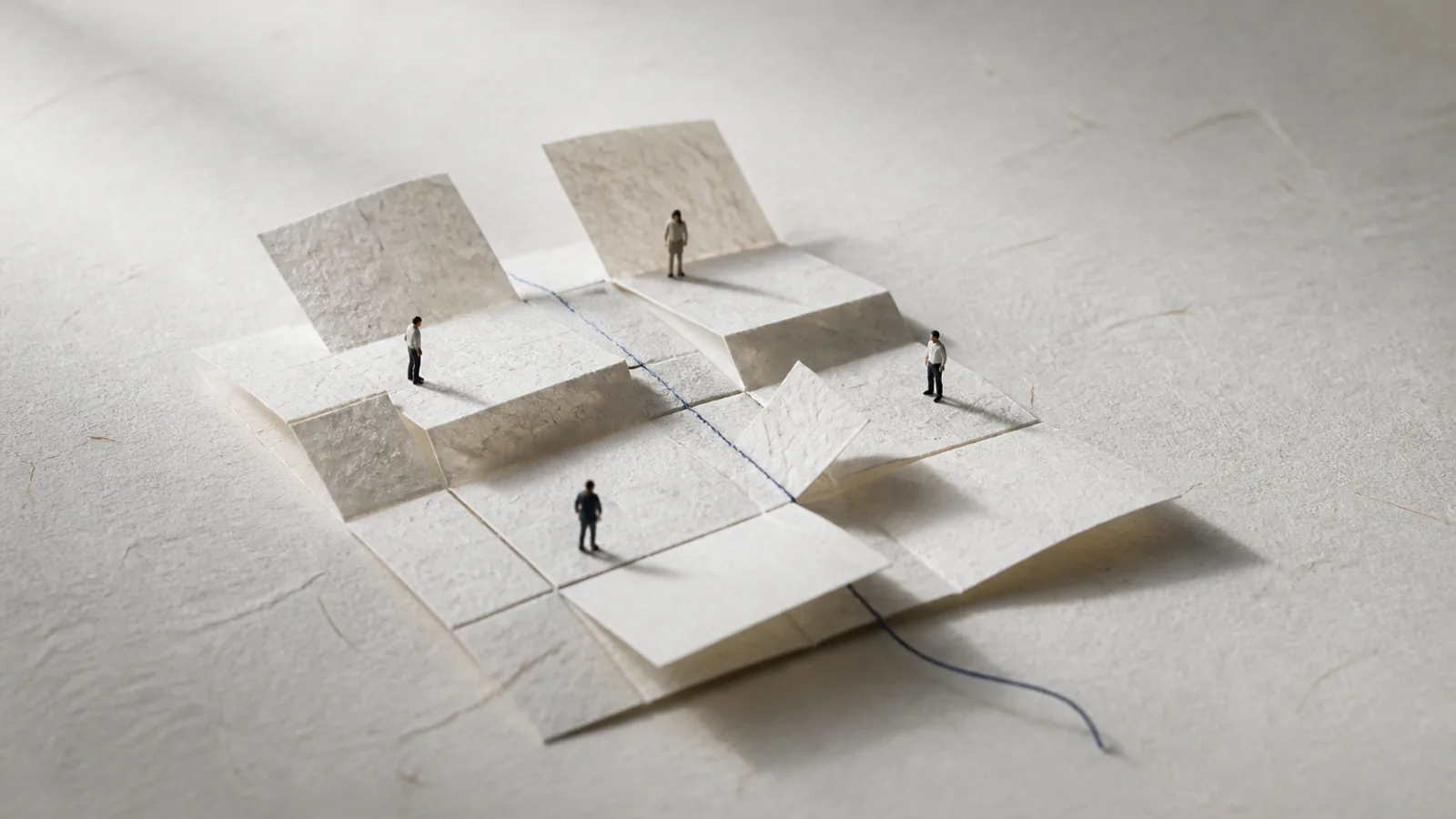 Abstract shared workspace connecting a small distributed team to one admin foundation