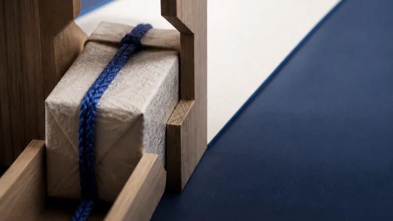 A parcel reaches a Japanese apartment through several indigo delivery paths, with one route looping back for redelivery.