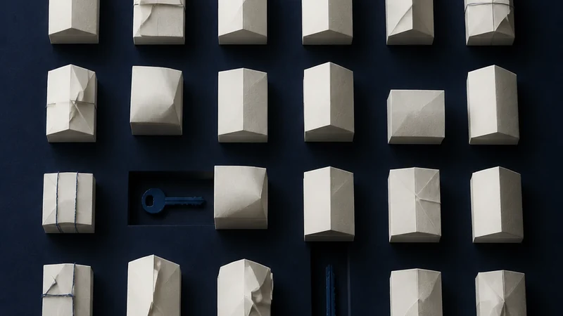 Nine pale paper houses separate into rental, sale, secondary, and uncertain indigo paths.